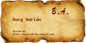 Berg Adrián névjegykártya